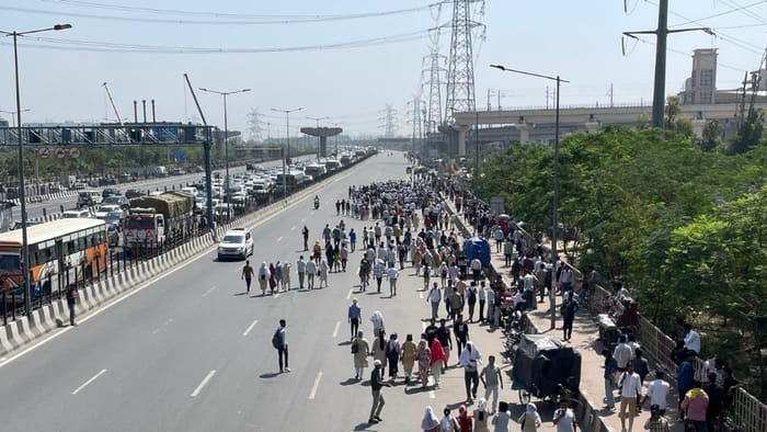 Noida Protest Today Turns Violent Private Company Employees Clash with Police Demand Salary Hike