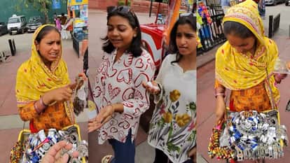 Woman forcefully selling road side jewelry to foreigner man video goes viral