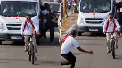 Viral Video Vijay Mistook Flowers For Bombs While Cycling Panicked And Ran Away