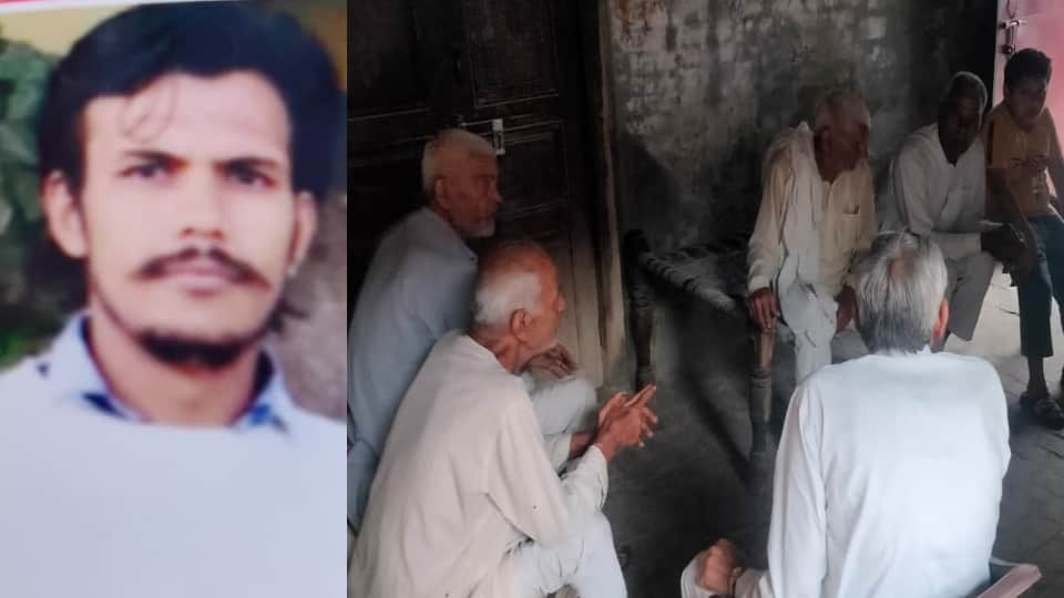 मुकुल की फाइल फोटो और गमजदा परिजन।