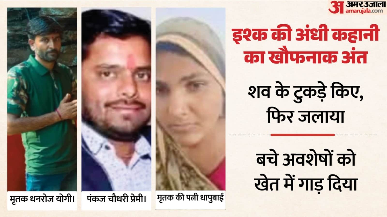 मृतक और दोनों आरोपियों की फाइल फोटो।