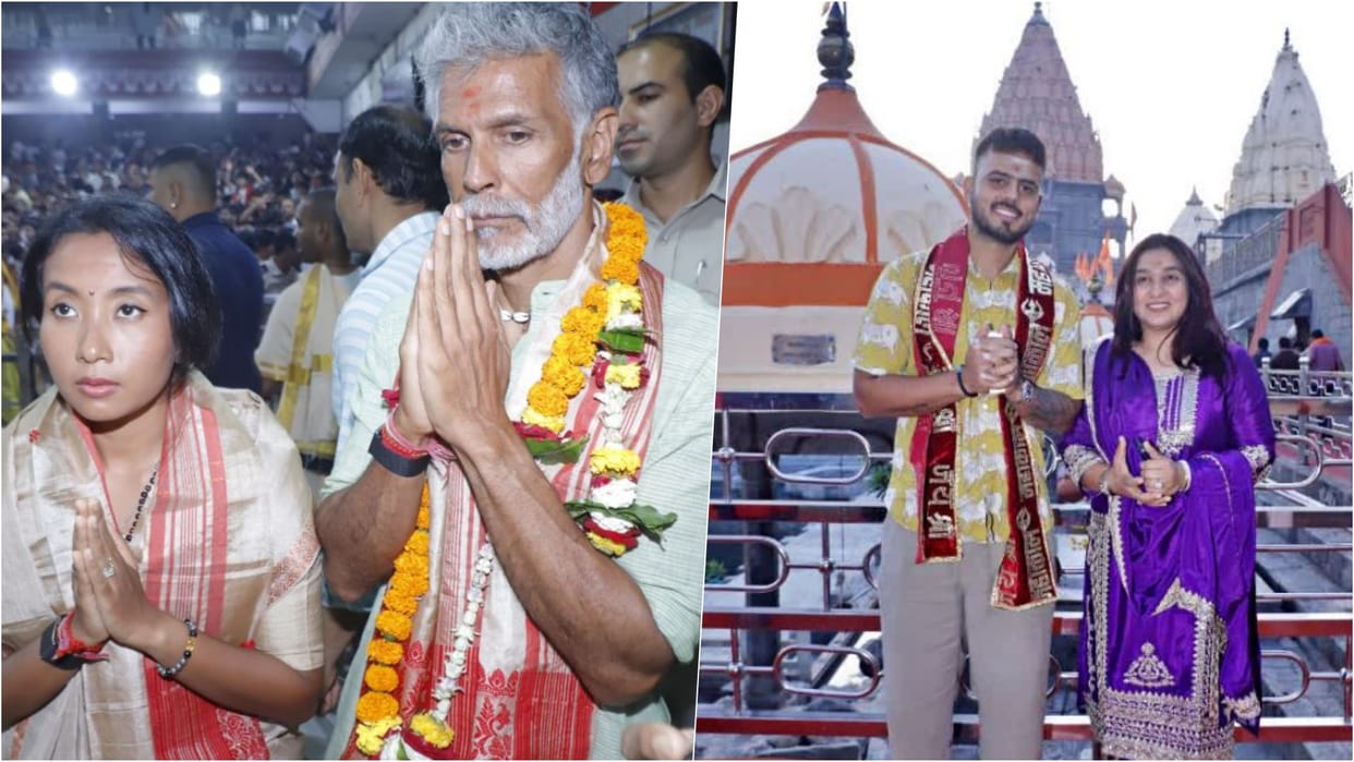 Ujjain: Actor Milind Soman visits Mahakal temple, cricketers Nitish Rana and Yastika Bhatia also offer prayers