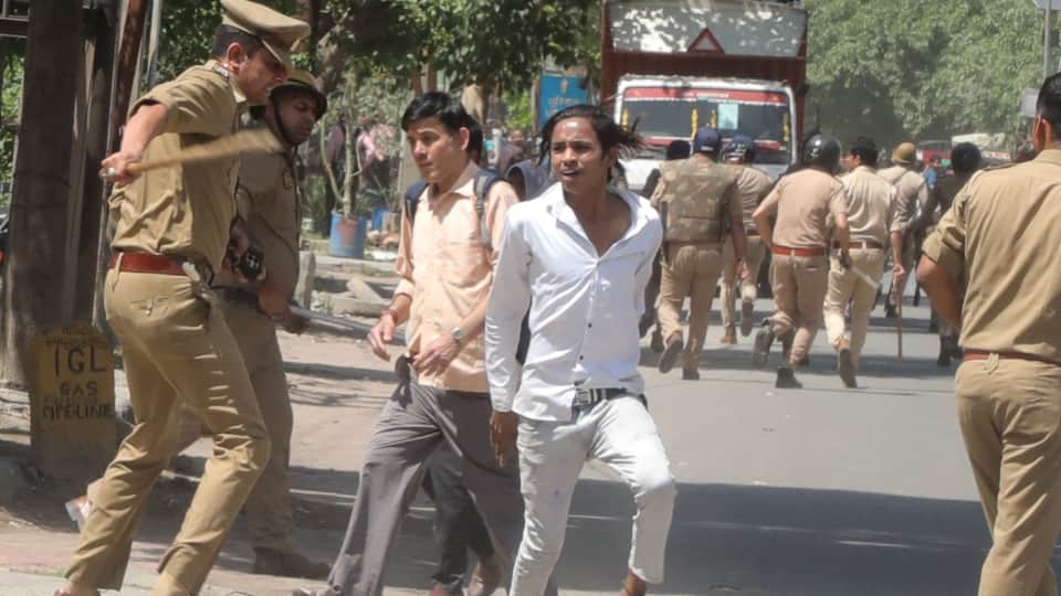 Noida Labour Protest Update Heavy police force deployed in several areas of Noida