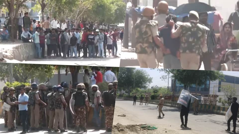 Noida Labour Protest Update Heavy police force deployed in several areas of Noida