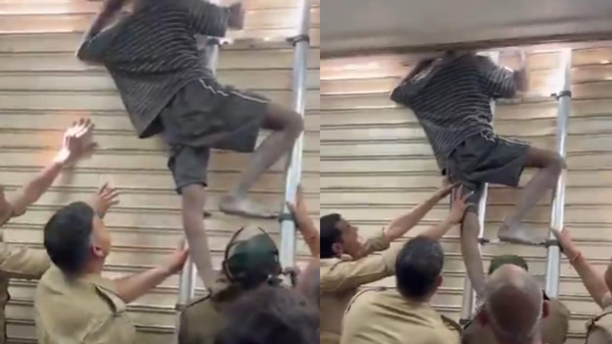 Ghaziabad thief stuck in clinic shutter rescued after hours video goes viral