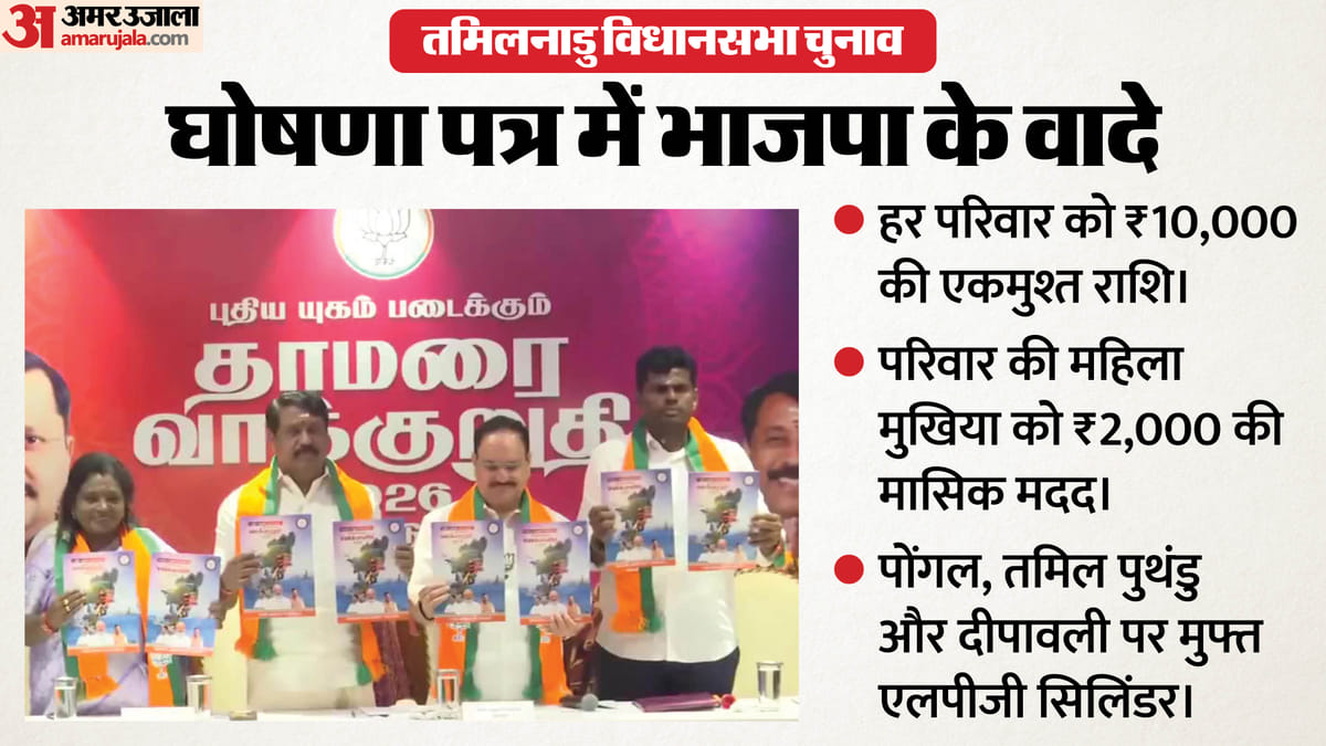 Tamil Nadu: तमिलनाडु में भाजपा ने जारी किया घोषणापत्र, नड्डा बोले- DMK ने राज्य को कई मोर्चों पर कमजोर किया