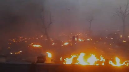 UP: Massive Fire Engulfs 200 Huts in Lucknow; Series of Cylinder Blasts Reported as 12 Fire Tenders Battle the