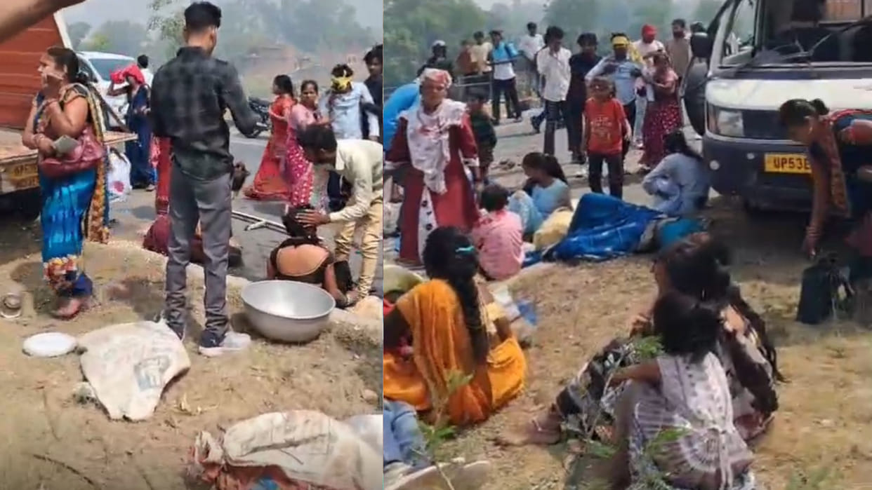Vehicle goes out of control in Gorakhpur near Ramgarhtal after a tire bursts; 23 occupants injured.