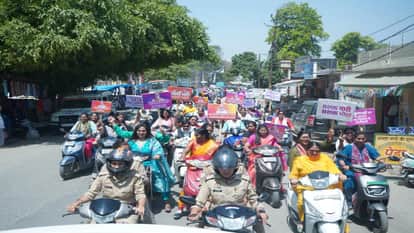 Women Hold Scooter Rally Convey Message of Women Empowerment in Badaun