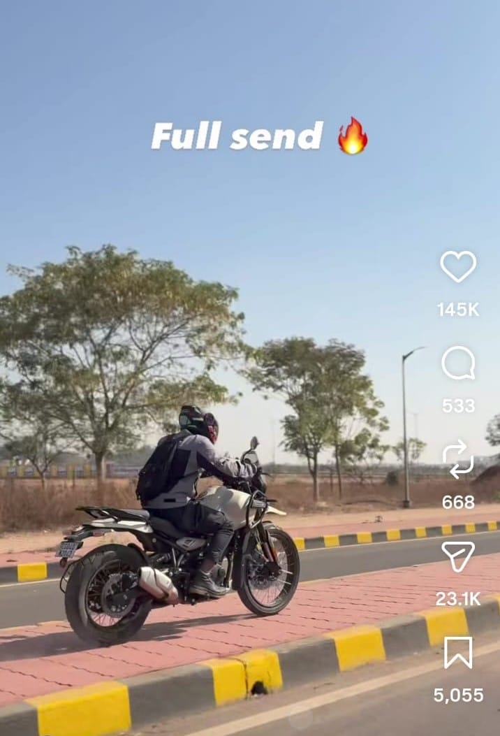 Viral video shows rider performing dangerous stunt on divider with himalayan 450, sparks outrage
