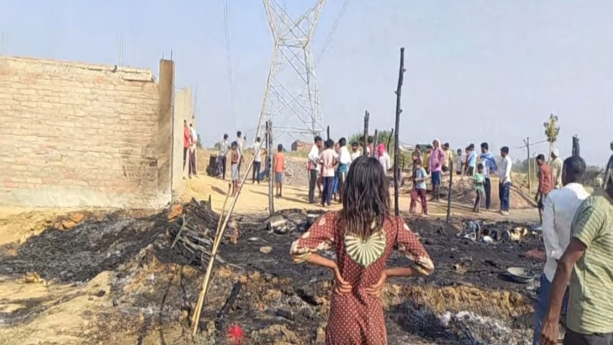 Innocent child burnt to death in a hut fire, accident occurred in Airport police station area.
