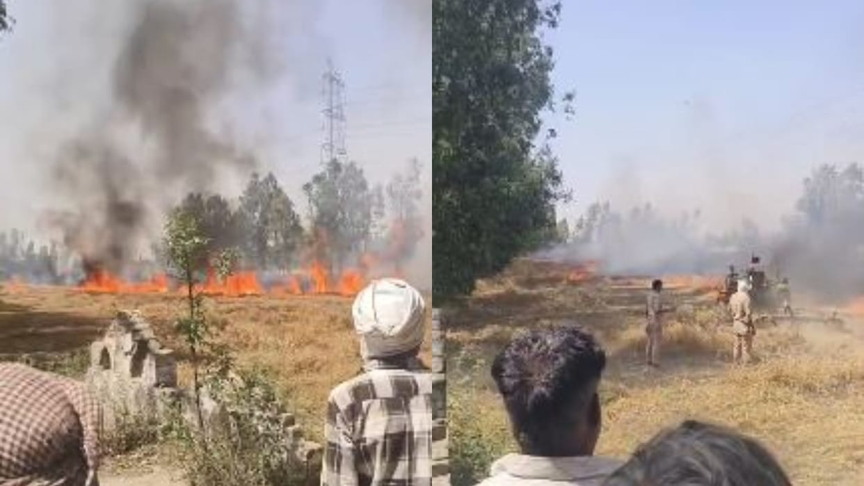 26 Bigha of Wheat Crop burn due to Spark from Power Line in Shahjahanpur