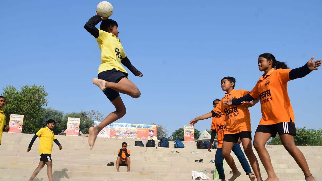 Handball Tournament Scoring Two Goals Final Minutes Vikas Team Snaches Trophy from Imperial Club in varanasi