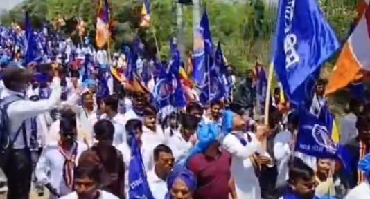 Kanpur Narwal Resounds with Chants of Jai Bhim Grand 80KM Long Procession Passes Through 30 Villages