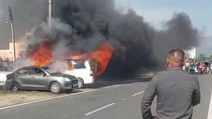 Vikasnagar: Cars Parked Outside Wedding Venue Suddenly Catch Fire; Chaos Ensues Video