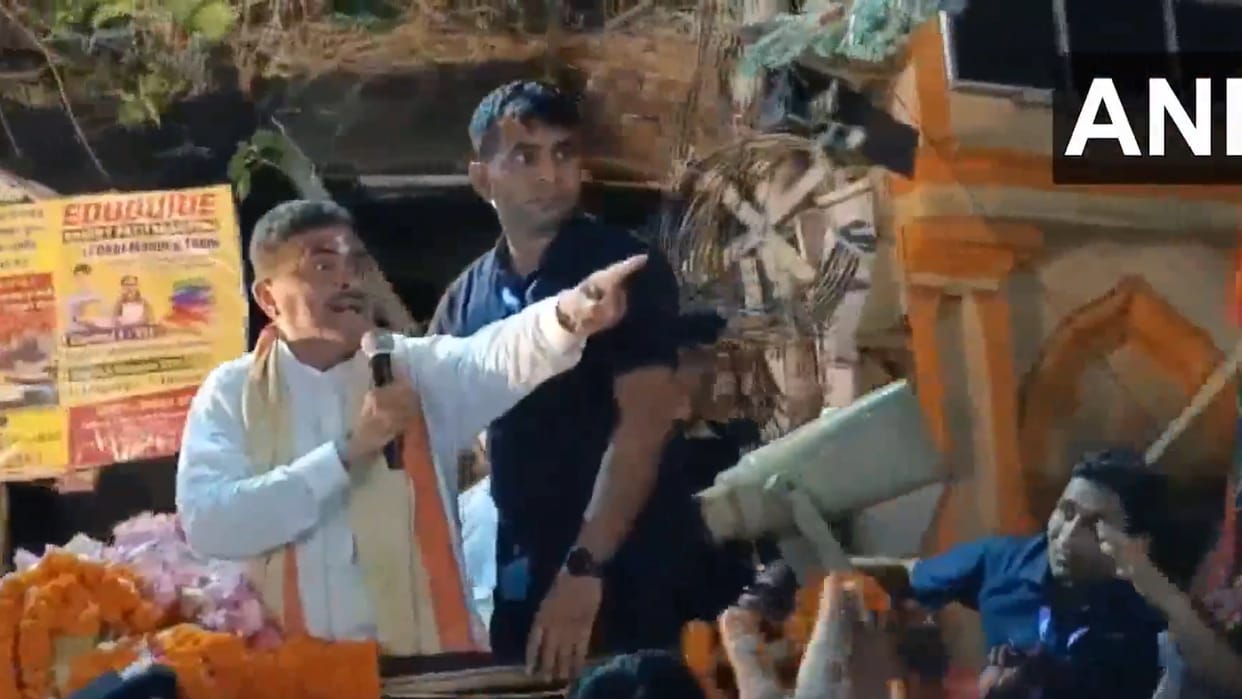 West Bengal Assembly election LoP Suvendu Adhikari loses his cool at TMC workers interrupting BJP road show