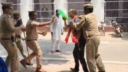 Youth Pours Petrol on Himself  DM Office ballia Distraught Man Alleges Doctors Took Wife Life