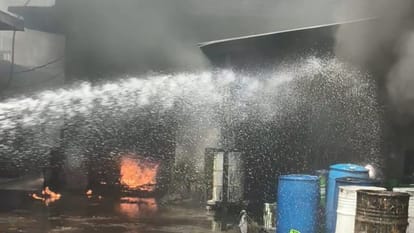 massive fire broke out in a paint factory warehouse causing panic in the industrial area in Bareilly