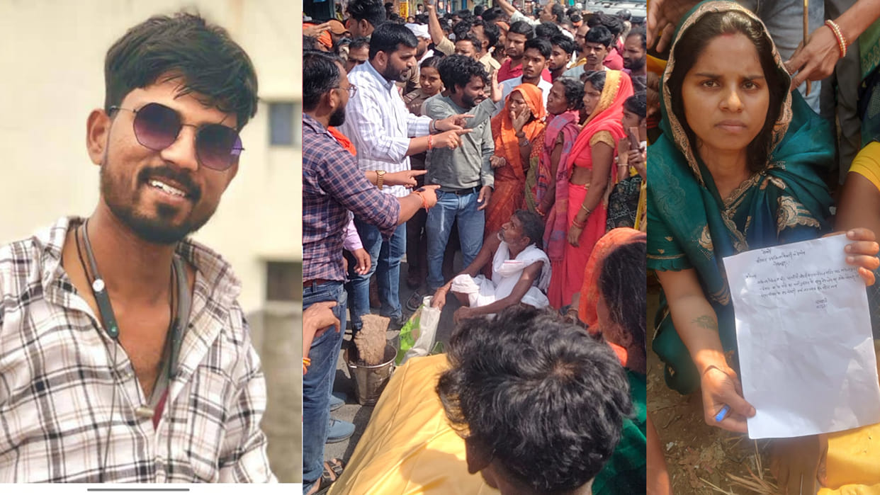 A young man died in a road accident in Gorakhpur's Gola area; villagers blocked the road.