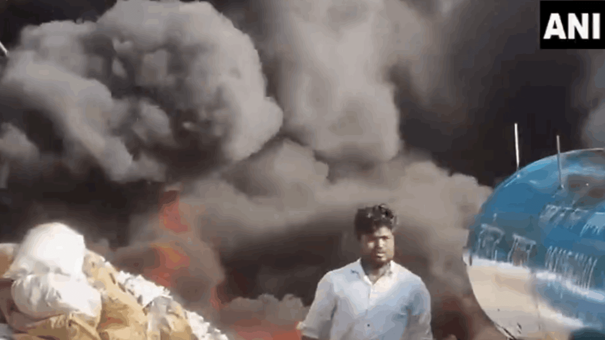 massive fire broke out at scrap godown in Pusta area of Sorkha in Noida