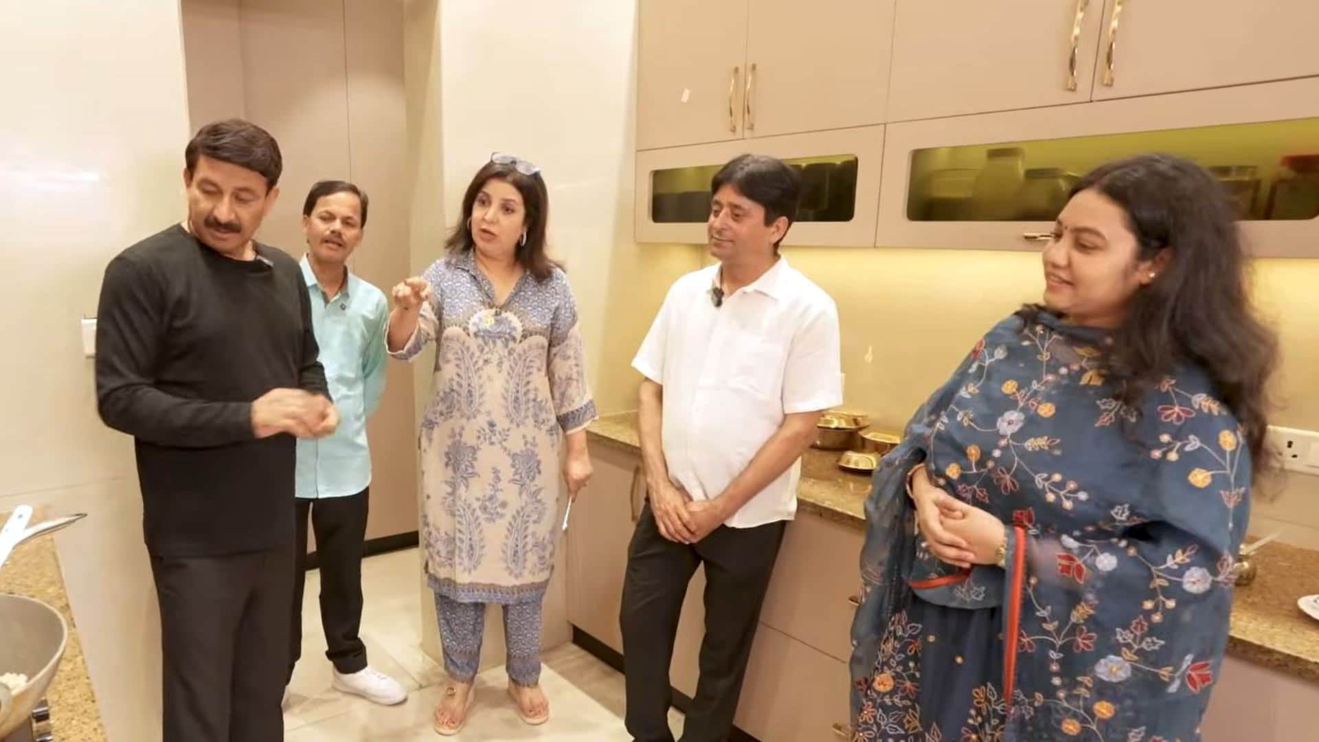 manoj tiwari shows delhi mp house to farah khan says 400 people come to meet him