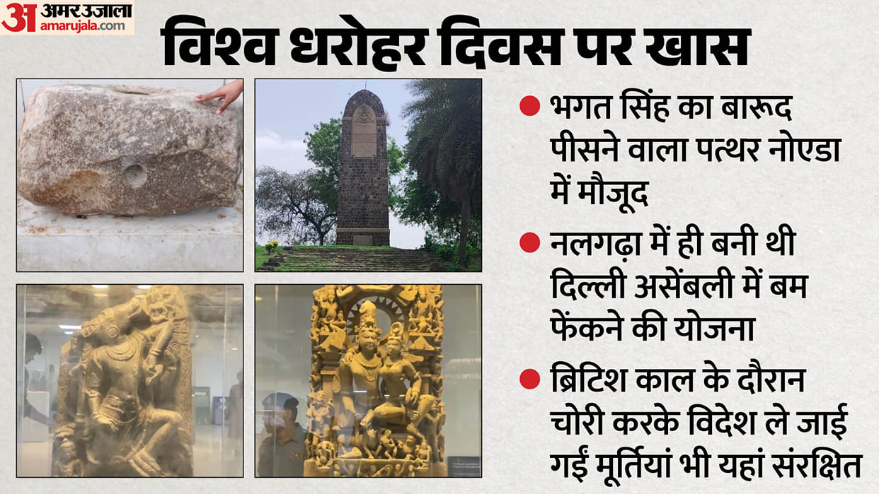 Stone with which Bhagat Singh ground gunpowder is preserved in Noida