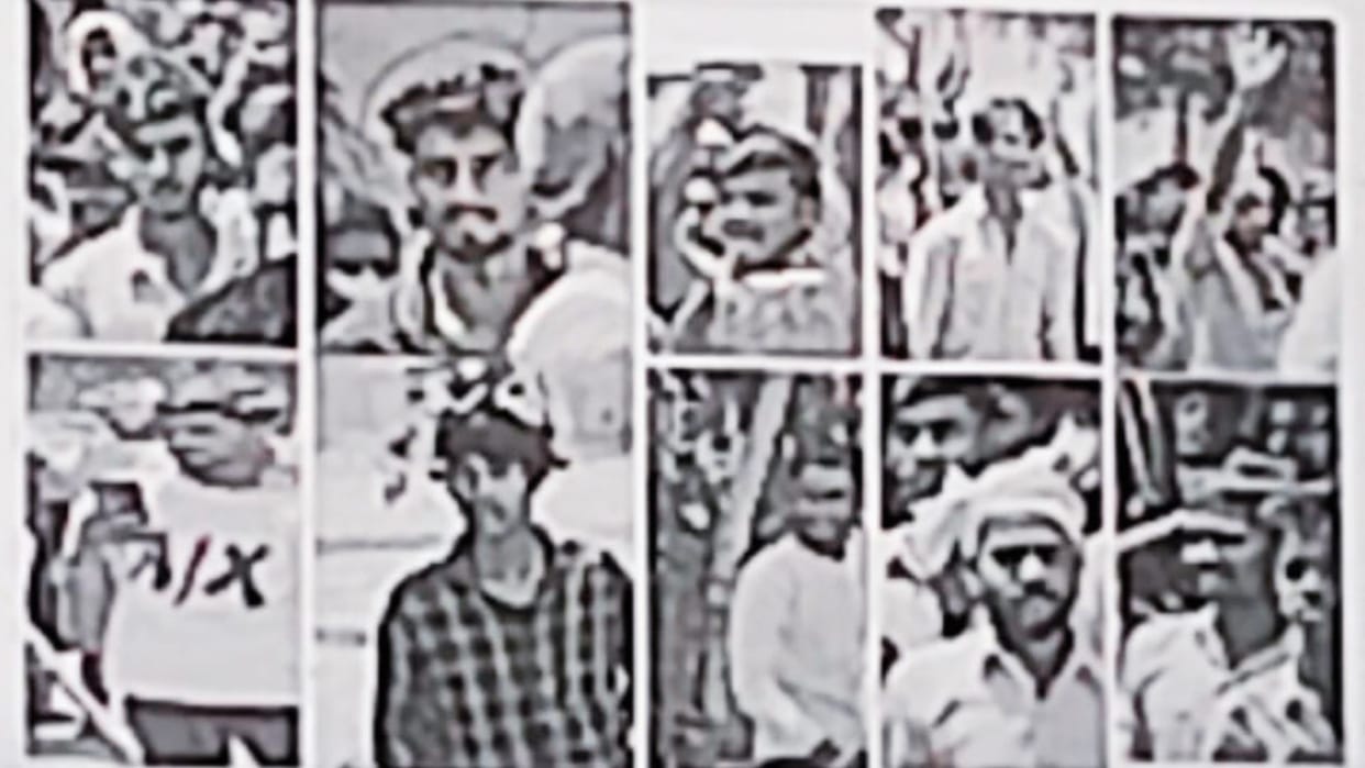 Flag Dispute Photographs of miscreants pasted across village entry of outsiders banned