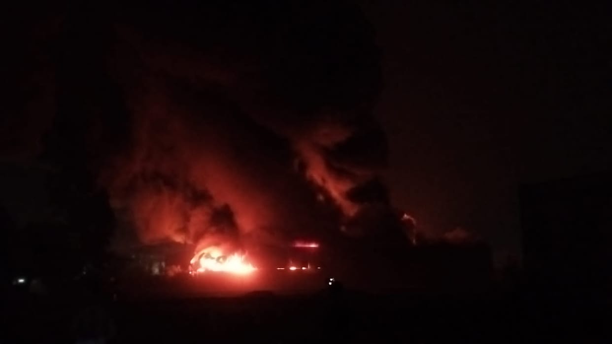 Kanpur Dehat Fire Massive Blaze Erupts at Tire Oil Factory Goods Worth Lakhs Reduced to Ashes