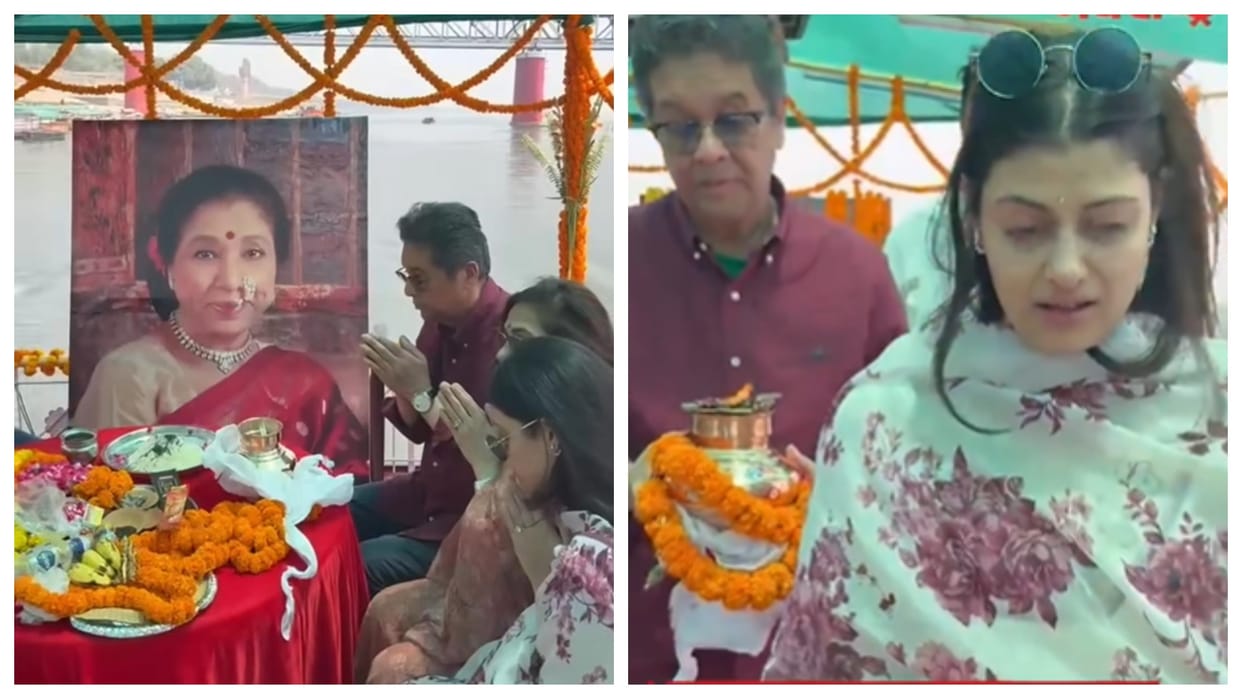 Asha Bhosle ashes immersed in Varanasi granddaughter Zanai breaks down Viral Video