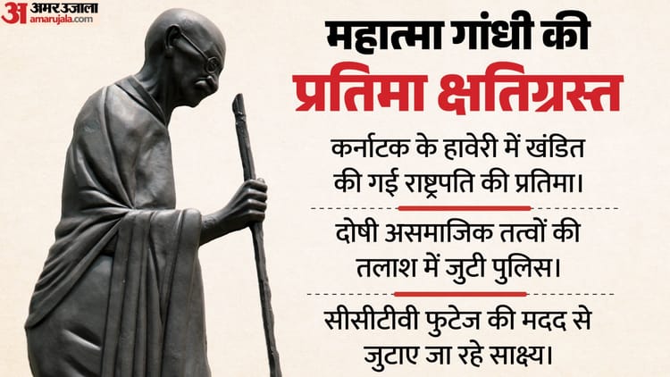 कर्नाटक में शर्मनाक कृत्य: हावेरी में तोड़ी गई बापू की प्रतिमा; दोषियों को पकड़ने के लिए CCTV खंगाल रही पुलिस