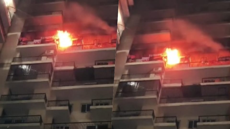 Fire breaks out in society due to AC compressor explosion