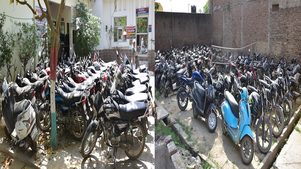 Police stations filled with vehicles without number plates