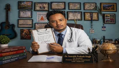 Dr. Saurabh Prakash of Government Medical College is doing research on the subject of forensic graphology