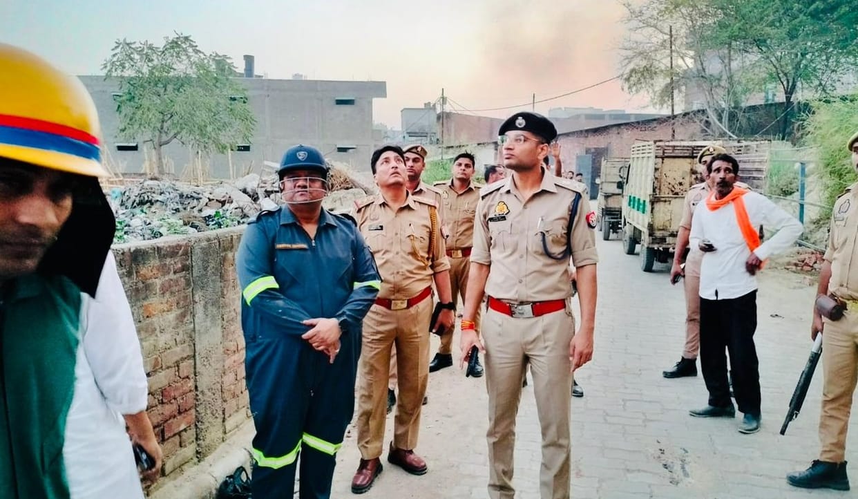 Kanpur Tannery Fire Blaze Still Smoldering After 15 Hours Tannery Wall and Tin Shed Collapse