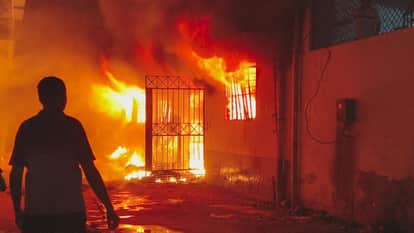 Kanpur Massive Blaze Engulfs Three Story Tannery New Setup Worth Crores Reduced to Ashes