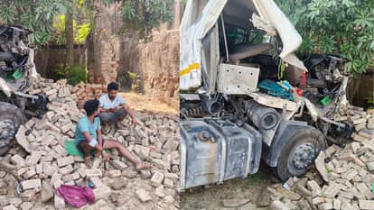 Fatehpur Accident Speeding Dumper Struck by Truck Loses Control and Crashes into House