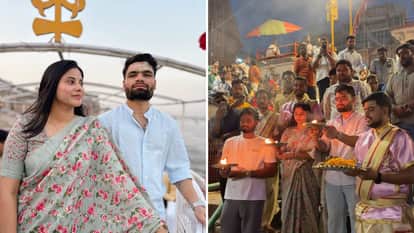 Cricketer Rinku Singh and Priya Saroj go boating in Kashi offer prayers to Baba Vishwanath