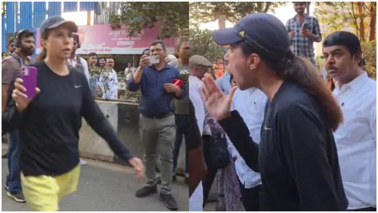 maharashtra woman openly berates BJP minister in mumbai rally video gone viral