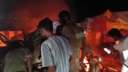 Road Accident in Mirzapur Bolero catches fire after colliding with trailer 11 dead