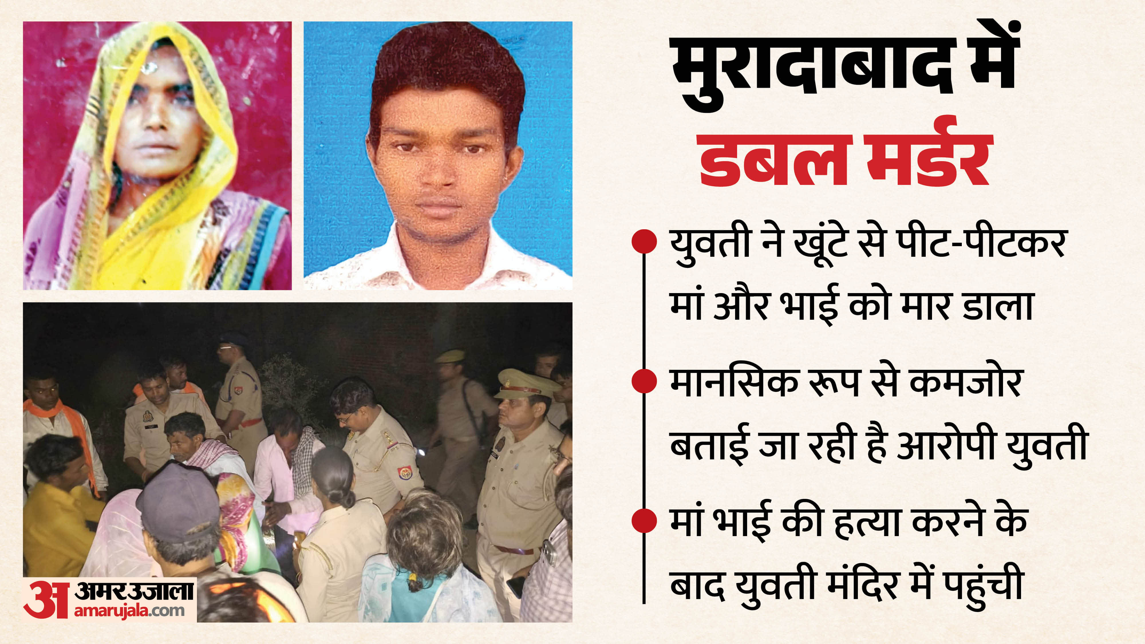 Young Woman Beats Mother and Brother to Death with Stake In Moradabad