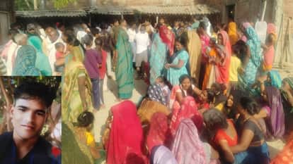 राजाराम की फाइल फोटो और बिलाप करतीं महिलाएं।