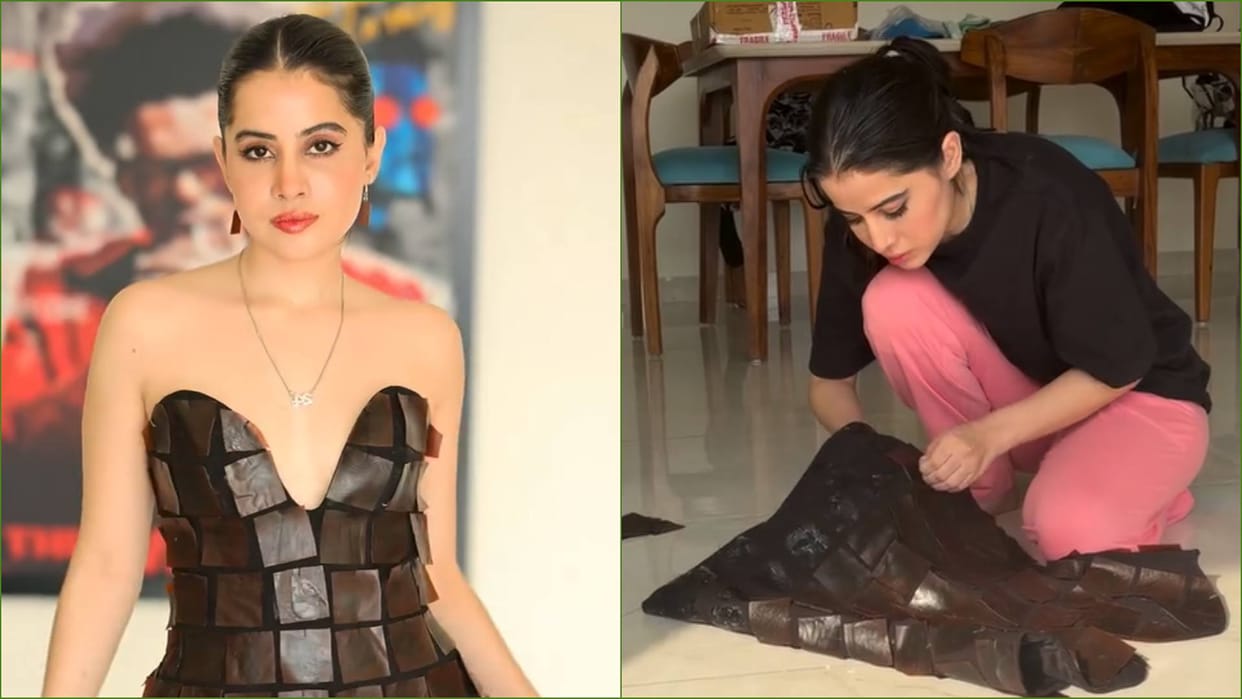 Uorfi Javed prepared a new Dress With Banana peels shares video netizens Praising Her Creativity