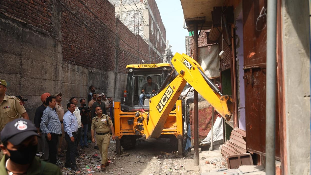 Authorities demolish illegal structures on encroached govt land at 'drug hotspot