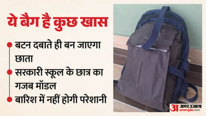 Success With the Press of a Button a Student Schoolbag Transforms into an Umbrella