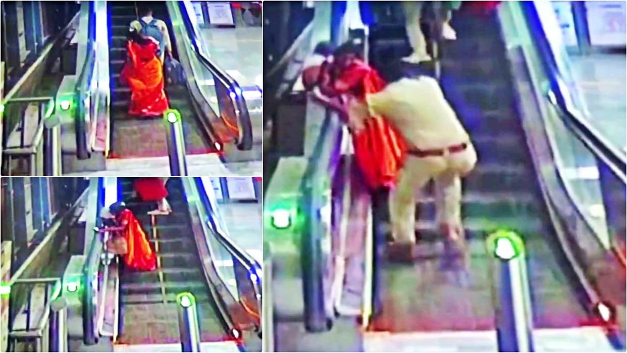 Jaipur News: ASI Safely Rescues Woman and Child Falling from Escalator at Sindhi Camp Metro Station