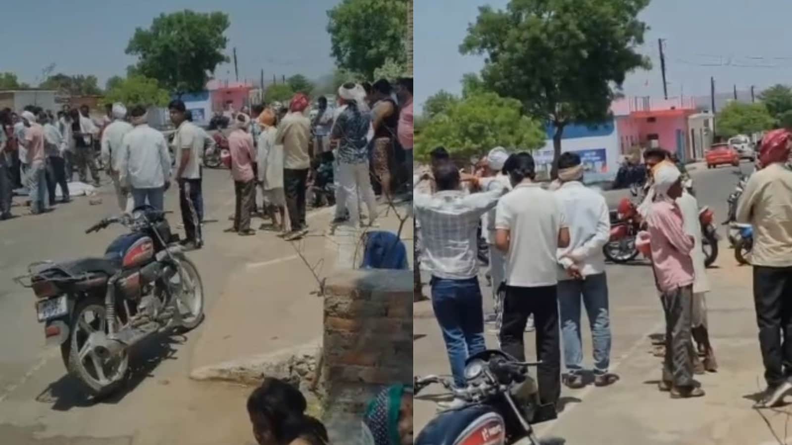 सड़क जाम के दौरान की तस्वीर।