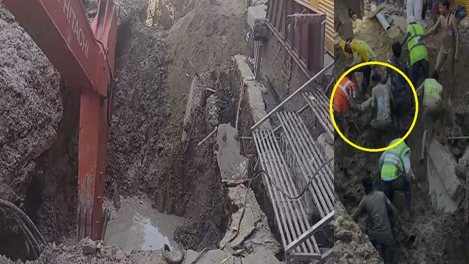 Worker buried under mud debris