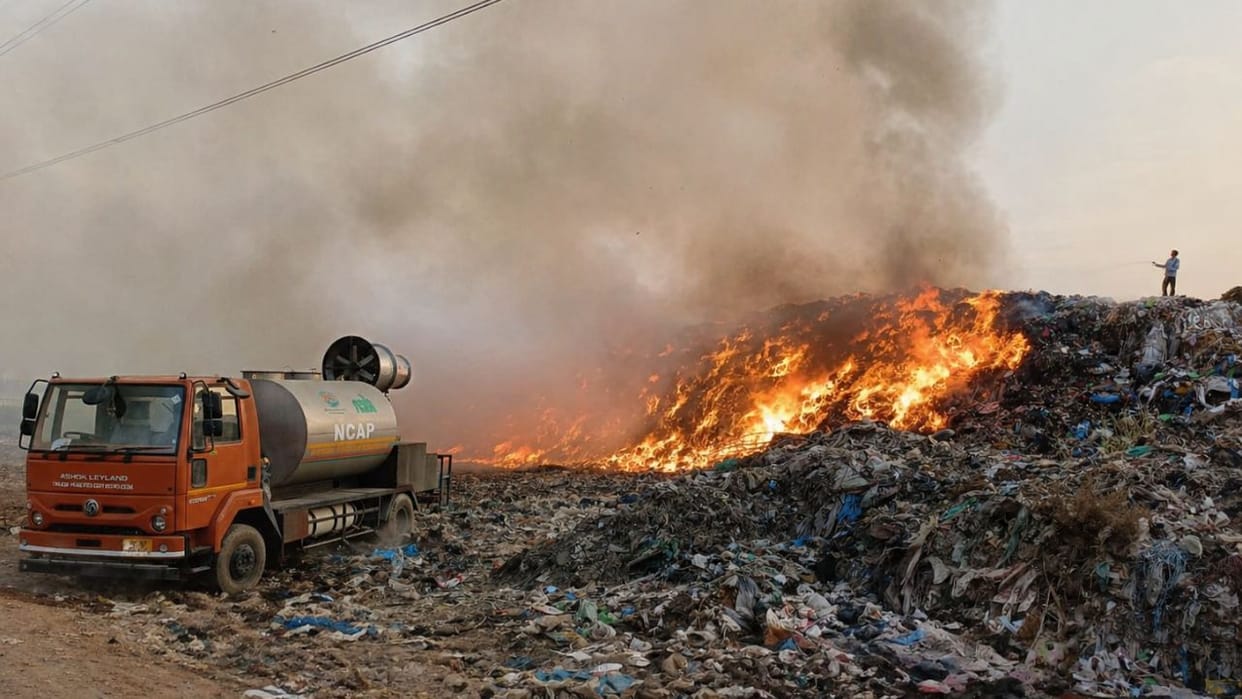 Fire broke out in Noida Sector-145 dumping ground for several days