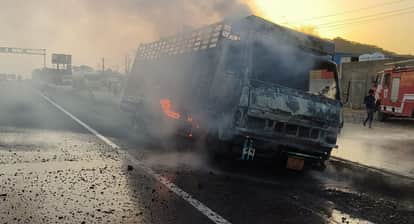 Vehicle Turns Into Fireball on National Highway 48 Driver Jumps Out to Save Life