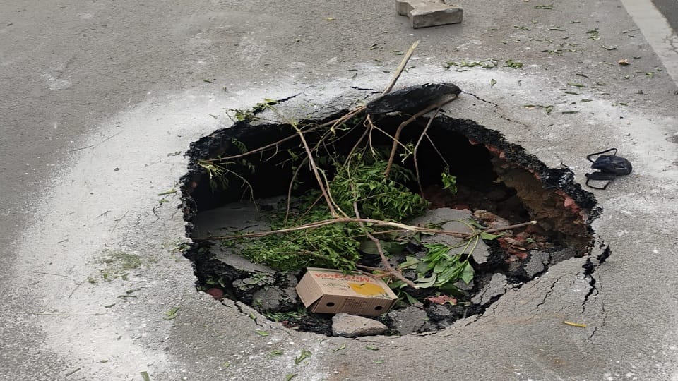 Potholes appeared in road within just six months of its construction